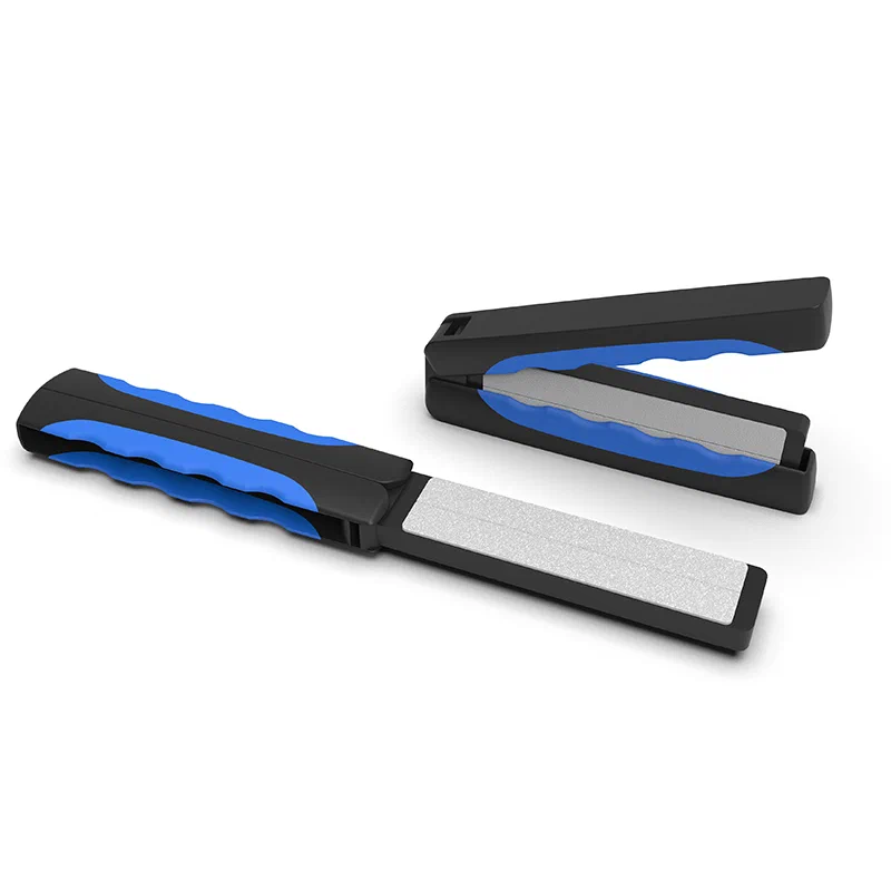 Dual-Sided Diamond Hook & Knife Sharpener with Folding Handle