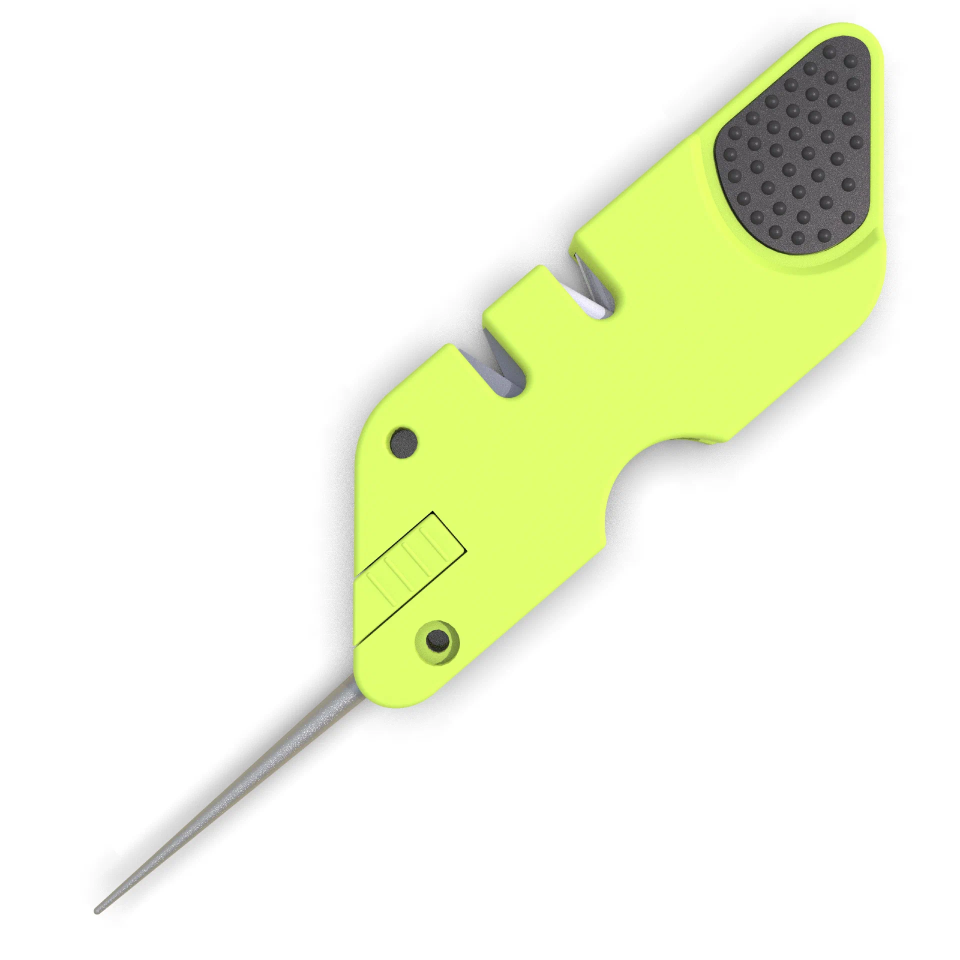 6-in-1 Survival Knife Sharpener with Fire Starter & Whistle – Army Green